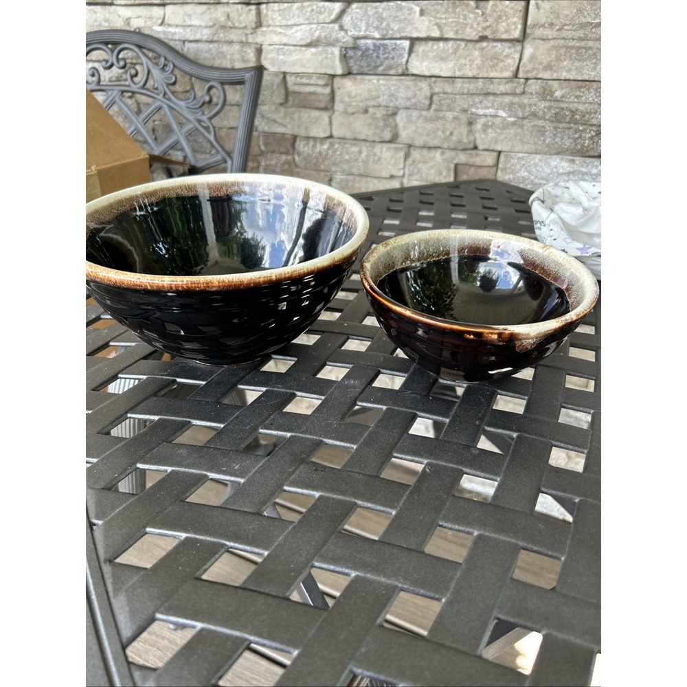 pfaltzgraff 8 Inch 6 Inch‎ Set Brown Drip Bowls Serving Mixing